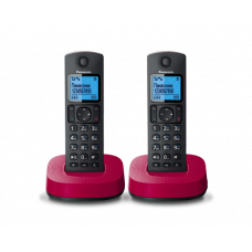 Радиотелефон DECT Panasonic KX-TGC312RU, 2 трубки, черный с красным